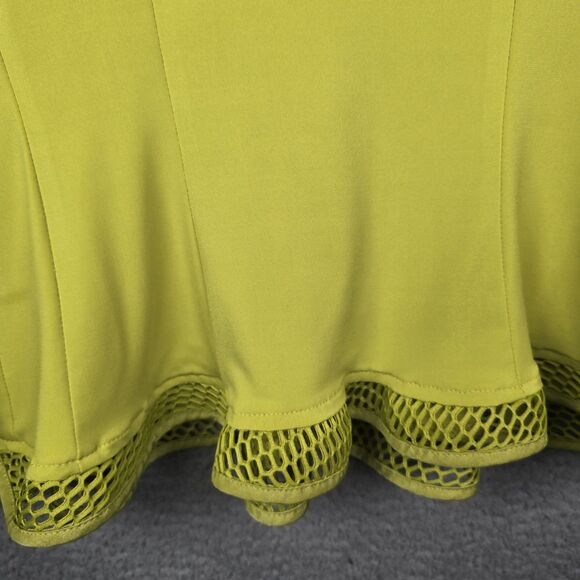 Vintage Design Todays Womens Top M Yellow Chartreuse Peplum Knit Flare Hem Retro - Picture 6 of 9